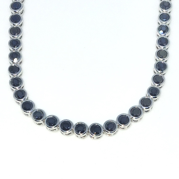 Silver Bezel Large Round Black CZ Tennis Bracelet